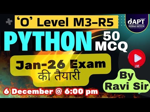 M3 R5 | 11th Live Class | O Level Python MCQ | 50 MCQs Questions and Answers | #aptinstitute