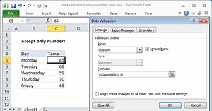 Data validation allow numbers only
