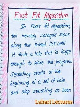 First Fit Algorithm in Operating Systems notes by LahariLectures #shorts #LahariLectures #notes