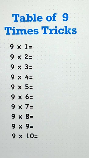 2.5K views · 18 reactions | Table of 9 Times Trick that you need to know! | Math Tricks Tutorial | Facebook