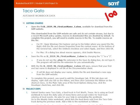 Illustrated Excel 2019 | Module 9: SAM Project 1b