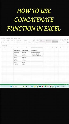 Concatenate Function in Excel l How to add two Cells/ Column/ Rows in Excel? #msoffice #excel