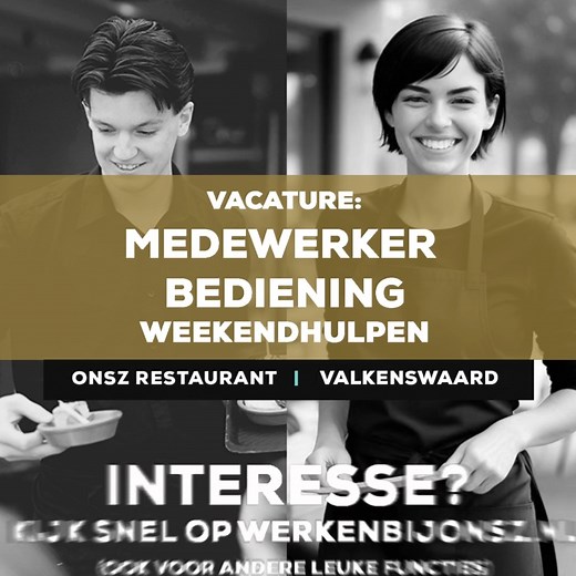 In het weekend wat centen bijverdienen? Ben je ook nog eens gastvrij en vriendelijk? Dan staan wij te popelen om met jou in contact te komen!! Solliciteer via https://werkenbijonsz.nl/vacatures-onsz-valkenswaard/ | Onsz Restaurant