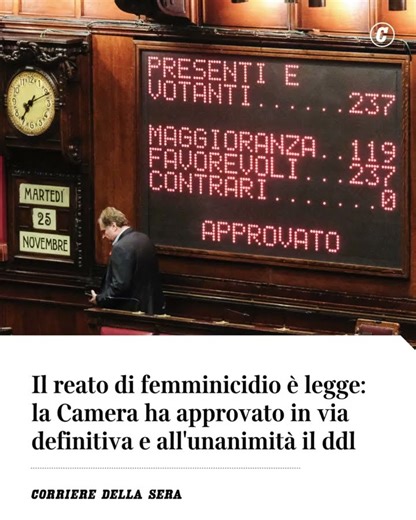 Il reato di femminicidio è legge: la Camera ha approvato in via definitiva e all’unanimità il ddl