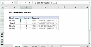 List sheet index numbers