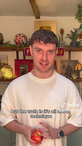 How to split an apple in half with your hands #fyp #twins #challenge | how to split an apple in half