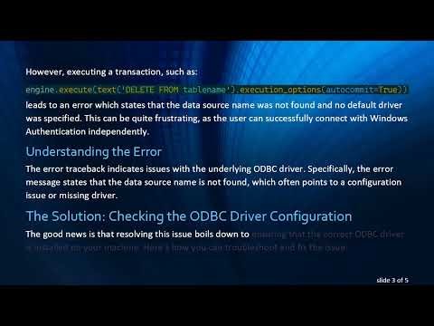 Resolving Sqlalchemy Trusted Connection Issues with MS SQL Server