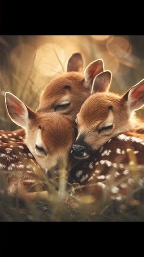 Baby Deer Sleeping Quietly in the Tall Grass