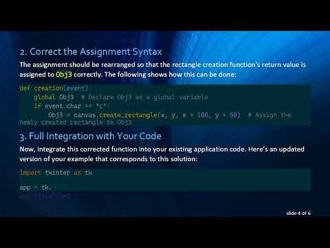 How to Properly Assign a Rectangle in Python with tkinter