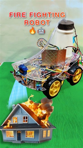 Firefighting Robot Using Arduino Uno & Flame Sensors | DIY #Shorts #Robotics #scienceproject