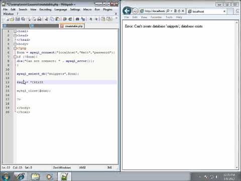 PHP Lesson 34 - Creating Tables in MySQL using PHP