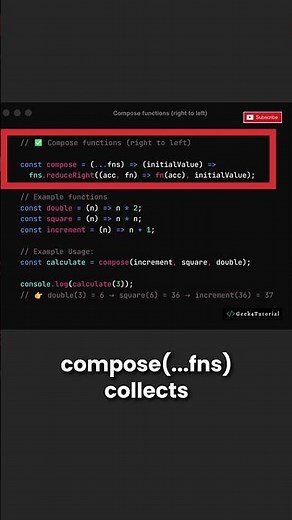 JavaScript Function Composition Explained in 60 Seconds | Quick Tip | #shorts #javascript