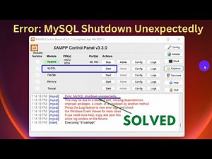 [Solved] Xampp Error: MySql Shutdown Unexpectedly | MySql not starting in Xampp Server