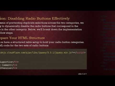 How to Disable Radio Buttons Based on User Selection