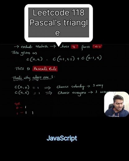 Pascal’s Triangle | Leetcode 118 #javascript #teampickingintuition #codeprep #datastructure #coding