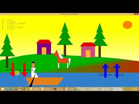 Land Sea Breez in Day & Night OpenGL Computer Graphics Mini Project Demonstration and Source Code