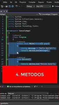 ESTRUCTURA BÁSICA DE UN PROGRAMA EN C SHARP, DESDE EL VS #CSharp #SHORTS #Programacion