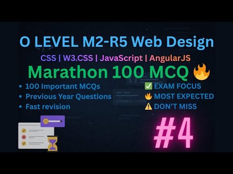 O Level | M2-R5 Web Design 🔥| CSS | W3.CSS | JavaScript | AngularJS | 100 Most Important MCQ