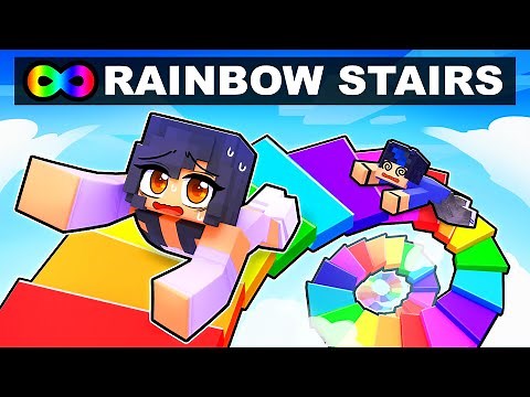 Surviving the RAINBOW STAIRS In Minecraft!