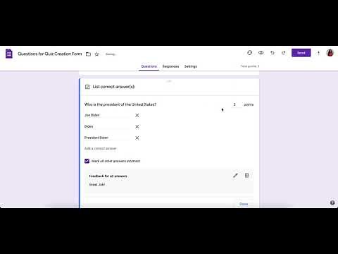 Google Forms: Make an answer key, assign point values, and add automatic feedback