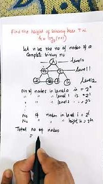 Derive the formula for finding Height of a Binary Tree Formula | Data Structure Shorts #shorts