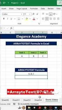 How to use ARRAYTOTEXT Formula in Excel🔥 #excel #msexcel #eleganceacademy #excelformula
