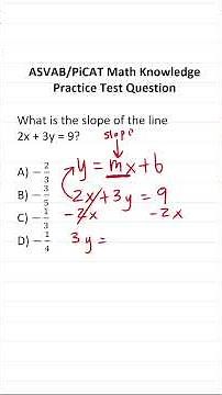 ASVAB/PiCAT Math Knowledge Practice Test Q: Slope of an Equation of a Line #acetheasvab