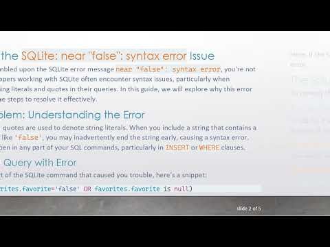 Solving the SQLite: near "false": syntax error - A Clear Guide