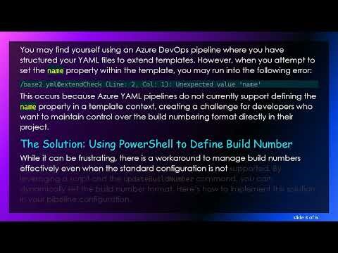 Solving the name Configuration Issue in Azure YAML Pipelines