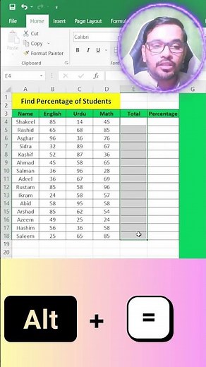 Find Total and Percentage in Excel.