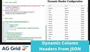 Dynamically configuring AG Grid headers from JSON API data