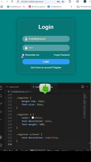 Simple Login Form 🔥 HTML CSS #webdevelopment #loginform #css #shorts