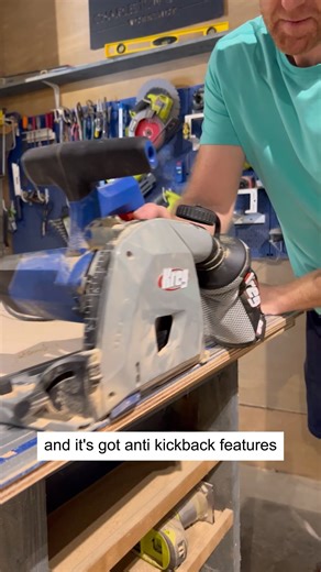 Discover the advantages of track-saw cutting with the 𝗞𝗿𝗲𝗴 𝗔𝗱𝗮𝗽𝘁𝗶𝘃𝗲 𝗖𝘂𝘁𝘁𝗶𝗻𝗴 𝗦𝘆𝘀𝘁𝗲𝗺 𝗦𝗮𝘄 & 𝗚𝘂𝗶𝗱𝗲 𝗧𝗿𝗮𝗰𝗸 𝗞𝗶𝘁 - Includes the Plunge Saw and the 62"" Guide Track to make straight, accurate, smooth, and splinter-free cuts in plywood, other sheet goods. Makes precision cutting as easy as laying the 62"" Guide Track where you want to cut, and then guiding the saw along. The Plunge Saw ✅ 48-tooth, carbide-tipped blade ✅ Bevel-cutting capability from -1° to 47° ✅ 12