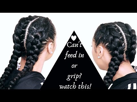 Two cornrows | rubber band method | crochet method