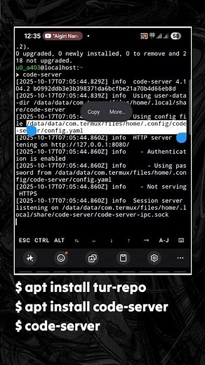 VS CODE In Termux 🔥🔥🔥 #termux #shorts