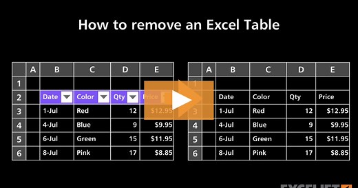 How to remove an Excel Table