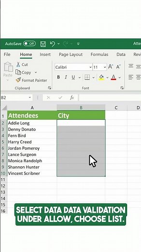 🎯 Excel: Create a Drop Down List to Improve Data Quality!