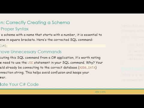 How to Create a Schema in SQL Server's New Database