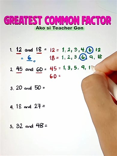 55K views · 551 reactions | Greatest Common Factor‼️ #basicmath #mathematics #teachergon #GCF #greatestcommonfactor | Ako si Teacher Gon | Facebook