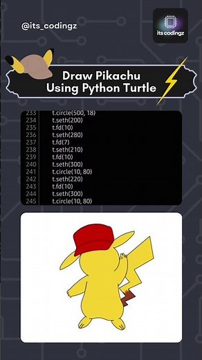Drawing Pikachu with Python Turtle! #PythonTurtle #PikachuArt #CodingFun #LearnToCode