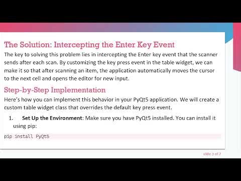 Automating Barcode Scanning Input in PyQt5 Table Widgets