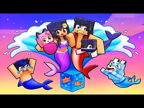 Playing as a MERMAID FAMILY on ONE BLOCK!
