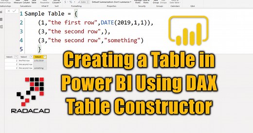 Creating a Table in Power BI Using DAX Table Constructor