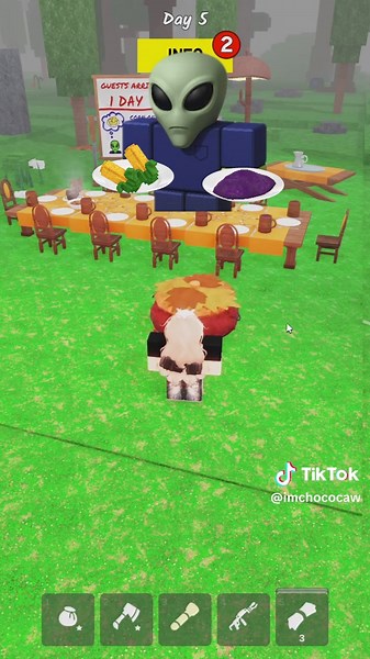 Cooking 🍳 Thanksgiving dinner for guests in 99 nights in the forest Roblox #fyp #roblox #99nightsintheforest #99nightsintheforest🔦💔 #99nights