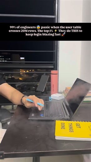 Nikhlesh Patle | Technical Architect - 10+ Years on Instagram: "🧹 Mastering Login Slowness — 20M Users, Still Lightning Fast ⚡🧠 —————————————— 🧩 1️⃣ What It Means 🐌 20M-row User Table = Login query becomes slow 🔍 Caused by missing indexes, wide tables, expensive lookups 🎯 Goal: Make login O(log n), not O(n) —————————————— 🧱 2️⃣ The Flow 1️⃣ Login hits DB using email/username 2️⃣ DB performs slow lookup (seq scan / wide table scan) 3️⃣ App waits → timeouts, latency spikes 4️⃣ Fix = index +