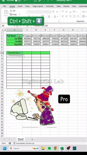 Use transpose function to change columns into rows in Microsoft Excel #excel #microsoft #trending