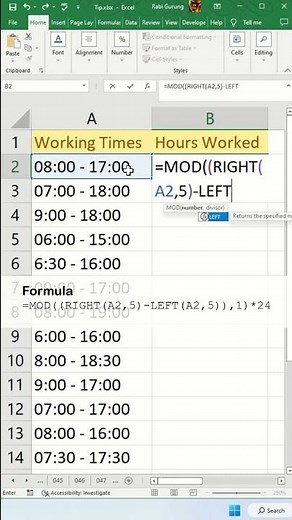 Calculating hours worked - Excel Tips and Tricks
