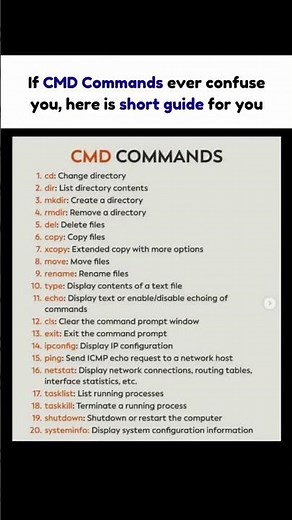 CMD Commands Cheat Sheet | Windows Command Prompt Guide 🚀