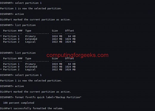 Create disk partitions in Windows using diskpart command | ComputingForGeeks