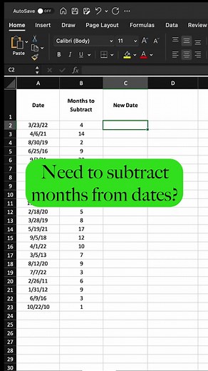Use EDATE in Excel to Subtract Months Easily